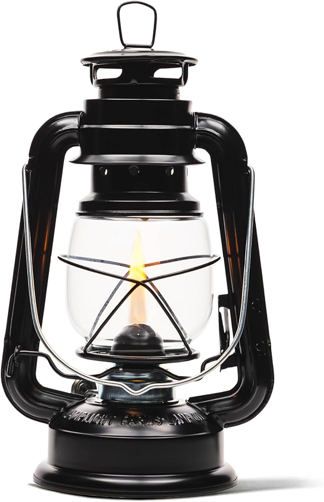 Large Paraffin Oil Indoor Lamp, Hurricane Lamp, Emergency Kit, Lamplight 52664 Farmer’s Lantern Indoor Oil Lamp, Black, Original