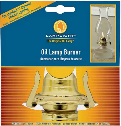 Lamplight 31507 Brass Oil Lamp Burner, Large